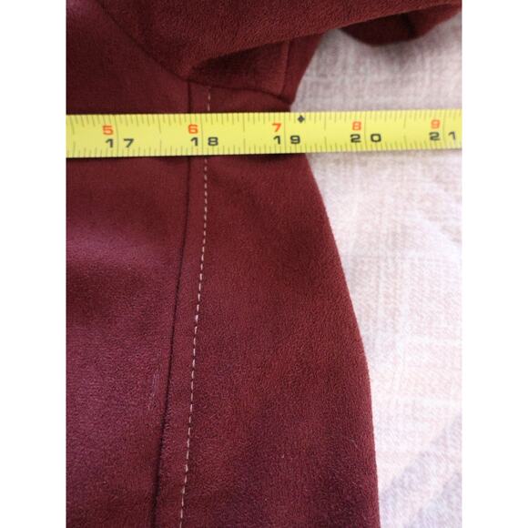 Maeve The Emmy Faux Suede Short Sleeve Mini Swing Dress In Burgundy Size S - Picture 12 of 13